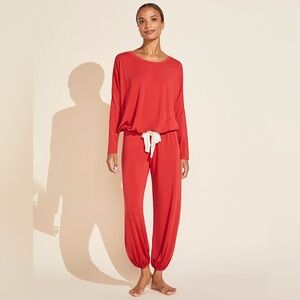 Eberjey Gisele Slouchy PJ Set in Haute Red/ White